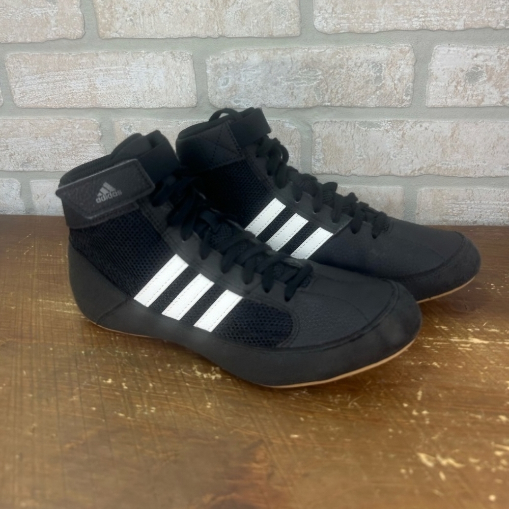 Adidas HVC Youth Size 5 Wrestling Shoes Sneakers Black White